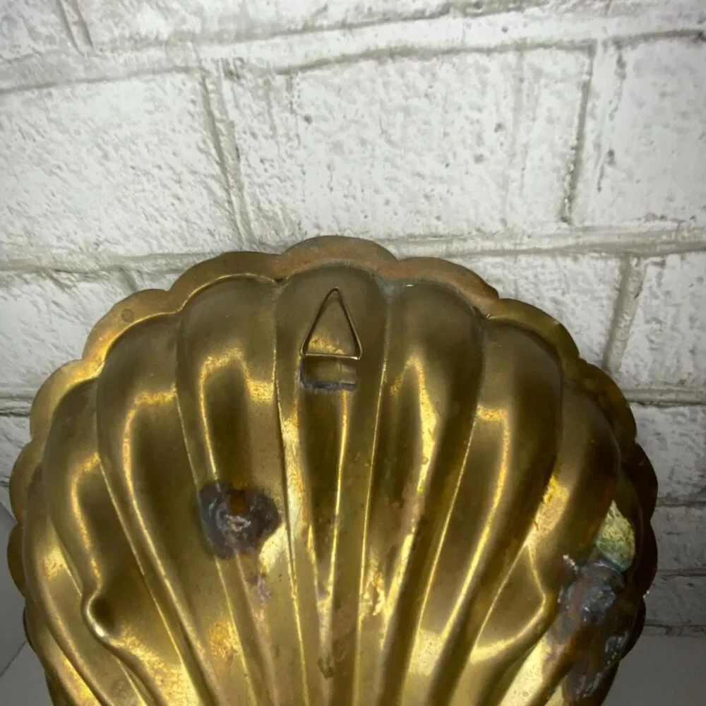 Vintage Brass Shell Sconce Candleholder